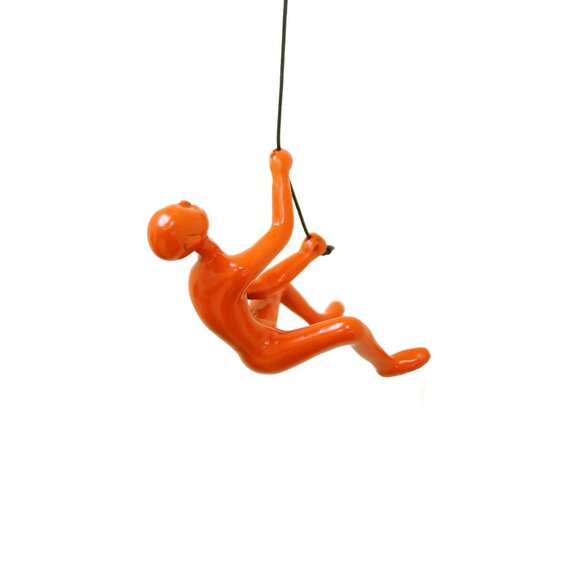 Climbing Man Home Decor Classic Wall-Art Sculpture | 1-Piece | Orange - Picture 1 of 5